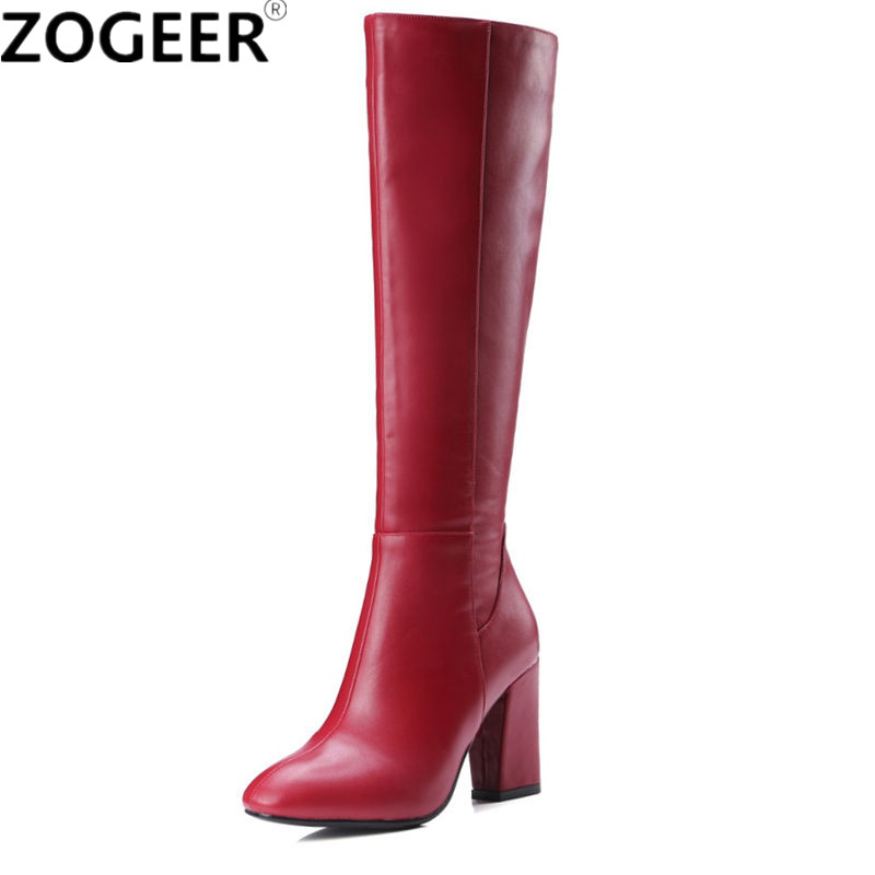Zip Up Boots Short - Moda Czerwone Zimowe Wysokie Buty Damskie