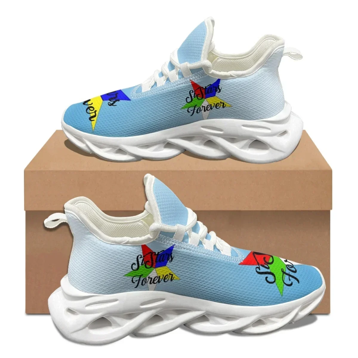 Women Shoes Tennis - Błękitne buty z pentagramem OES, nowe,