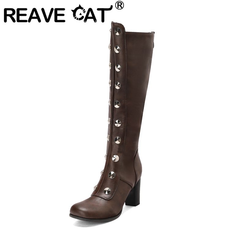 Zip Up Boots Short - REAVE CAT Damskie Kozaki za Kolano