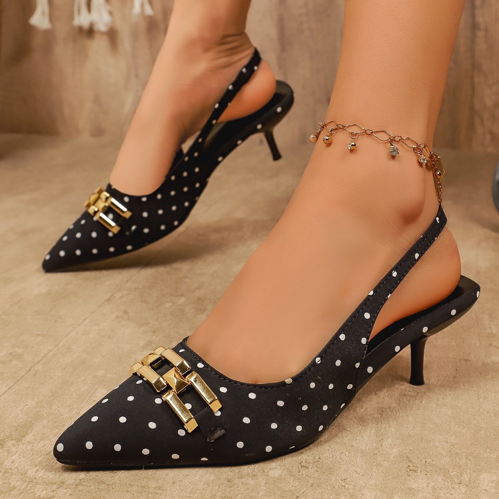 Czarne Białe Czółenka w Kropki – Women'S Shoes Kitten Heels recenzja i cena